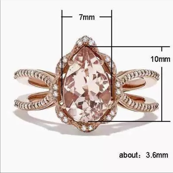 New Pear Cut Rose Gold Delicate Women’s Ring - Picture 6 of 6